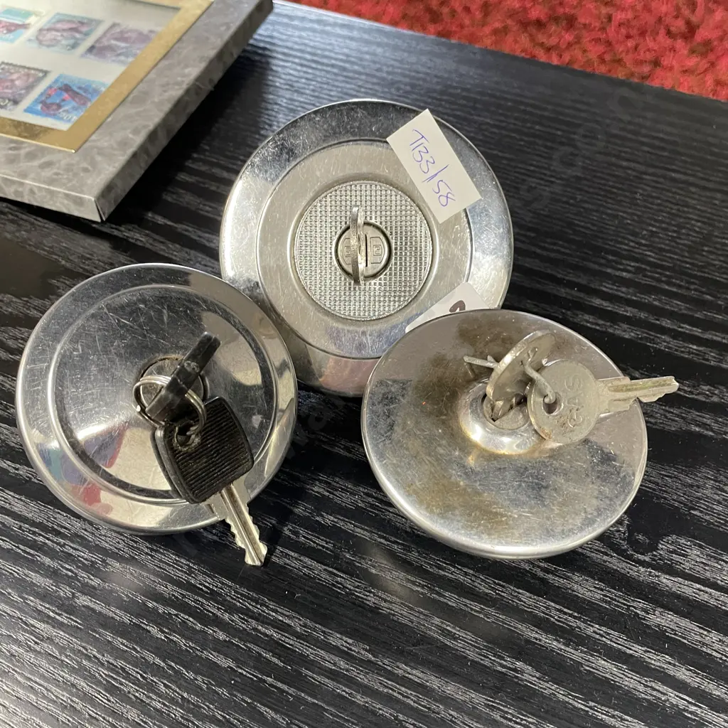 Vintage Car Fuel Caps with Keys Image 1++