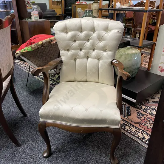 Vintage Button Back Armchair. Queen Anne style