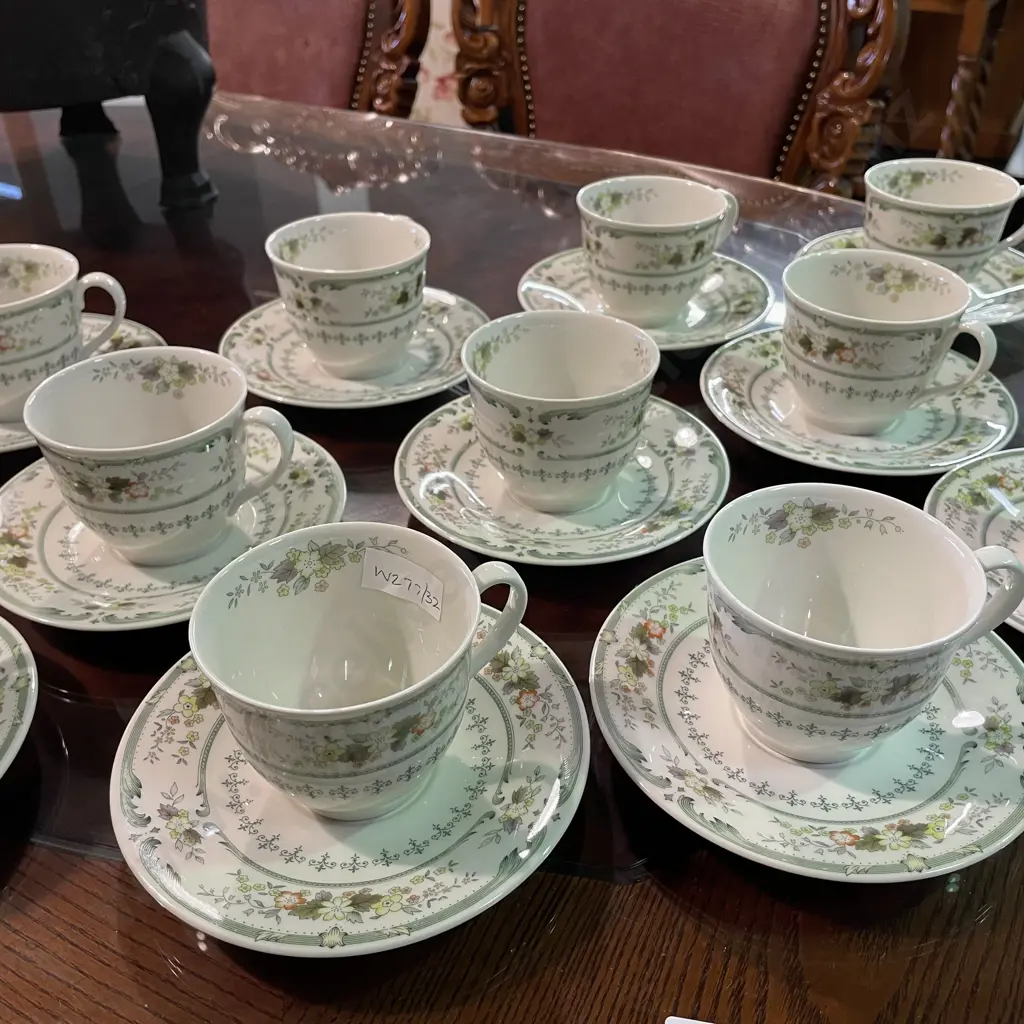 Royal Doulton Cup and Saucer sets x 12. "Provencal" pattern Image 1++