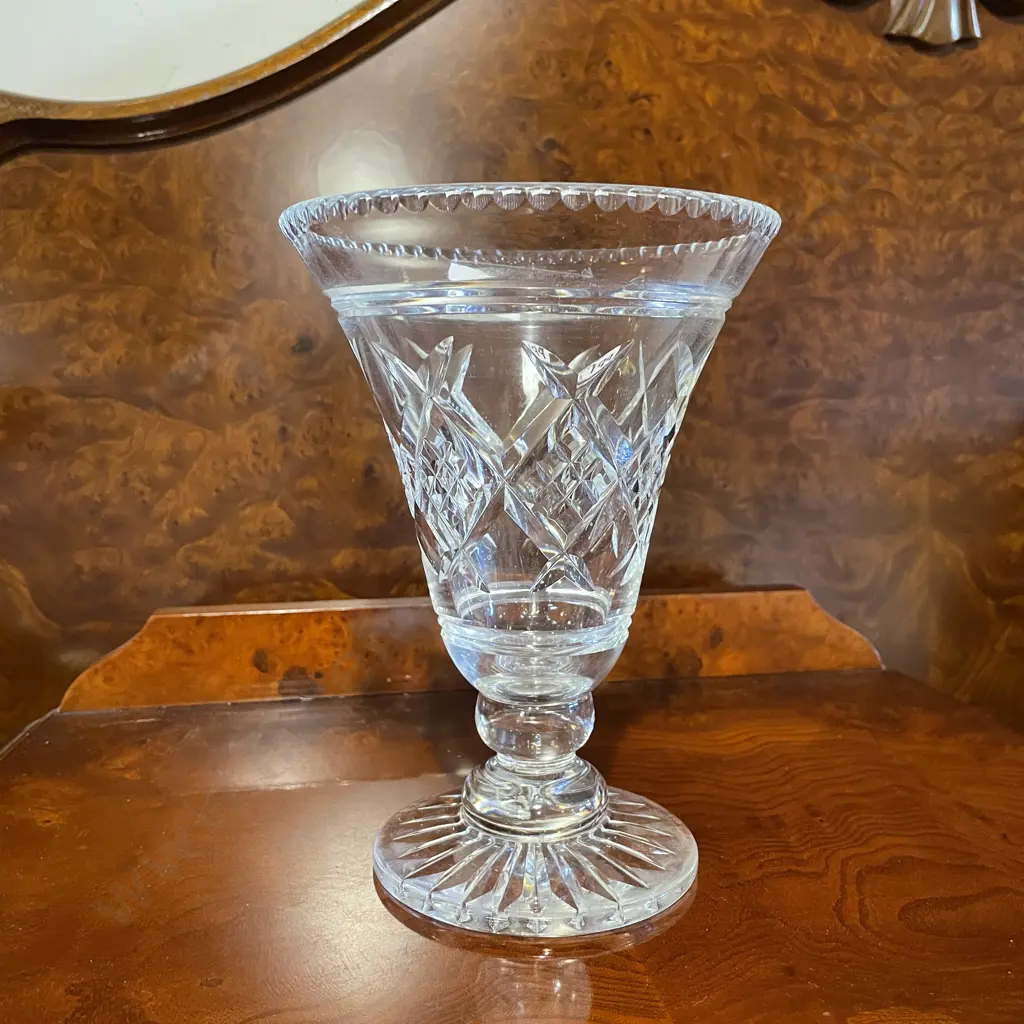 Vintage Stuart Heavy Cut Crystal Vase H20cm Image 1++