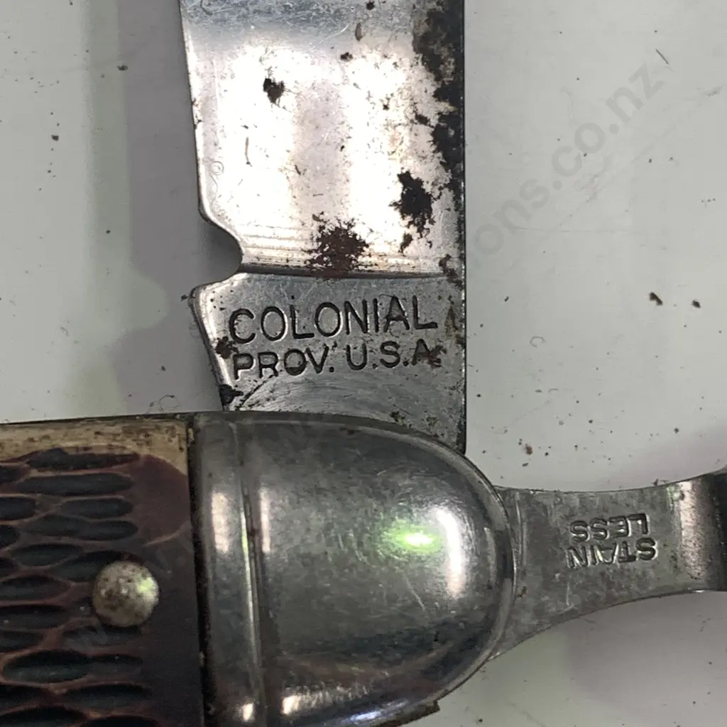 Vintage Colonial USA Stag Handle Utility Knife Image 1++