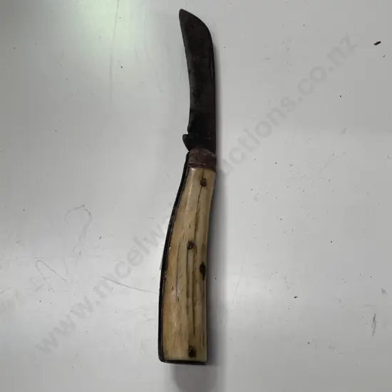 Vintage Stage Horn Handle Retractable Pruning/Gardening Knife? L19cm