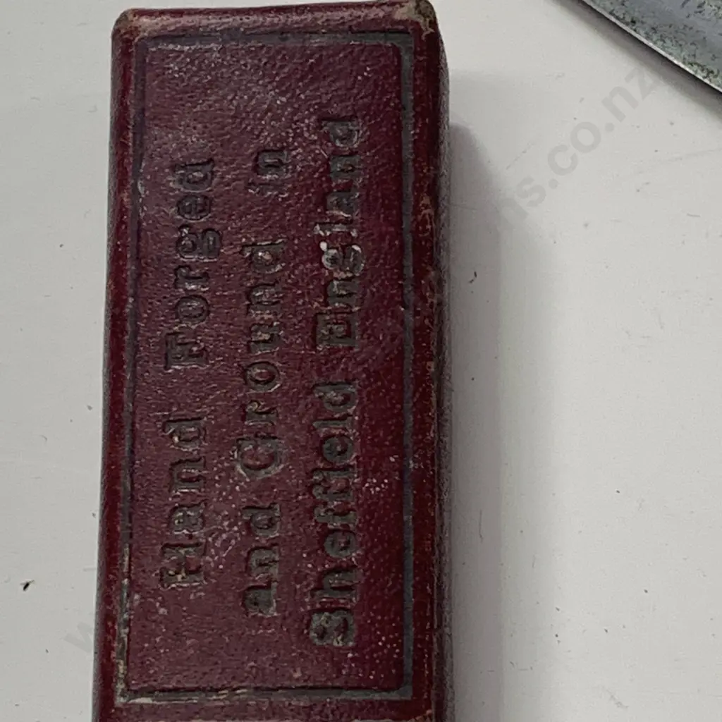 Vintage C Myers and Sons Sheffied England Bone Handled Shaving Straight Razor Blade with Leather Case Image 1++