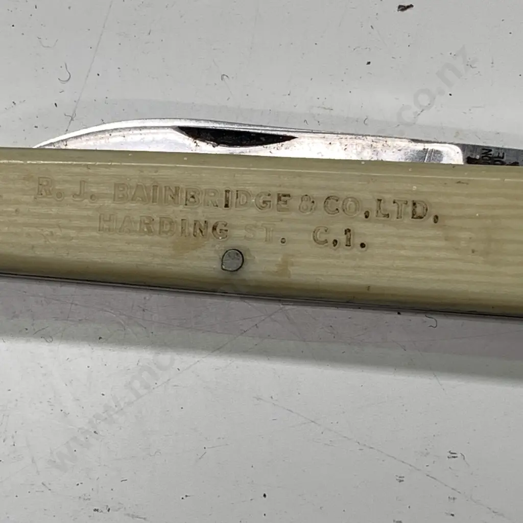 Vintage Bone Handle RJ Bainbridge and Co Ltd Stainless Steel Letter Opener L23cm with Image 1++