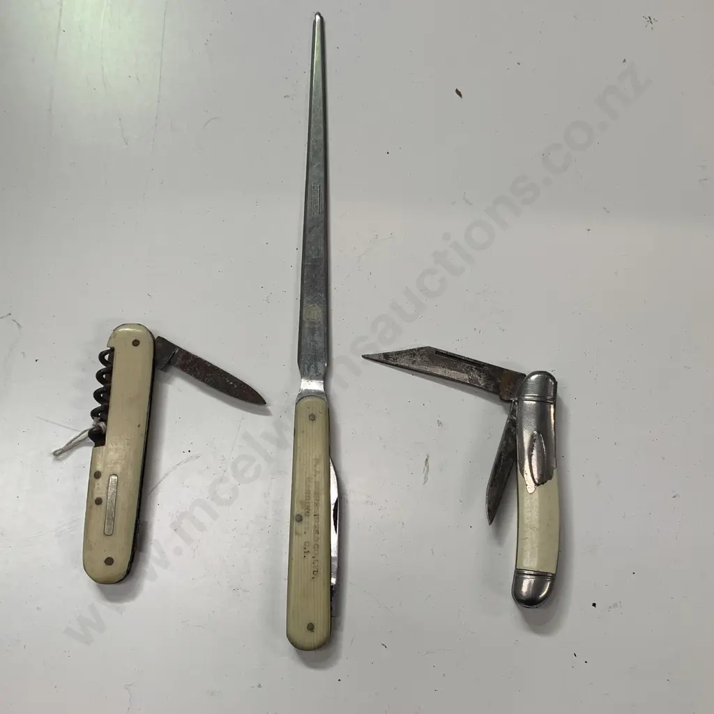Vintage Bone Handle RJ Bainbridge and Co Ltd Stainless Steel Letter Opener L23cm with Image 1++