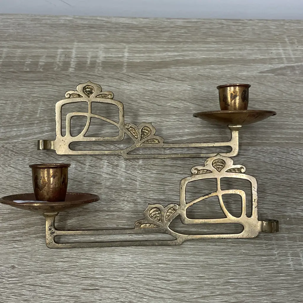 Pair Victorian Piano Candle Sconces. Ornate detail Image 1++
