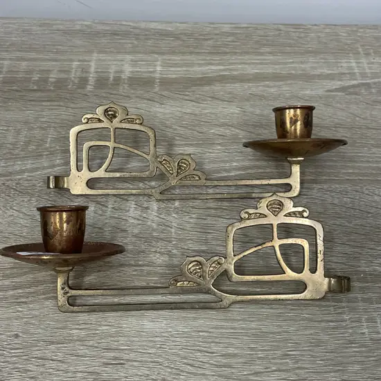 Pair Victorian Piano Candle Sconces. Ornate detail