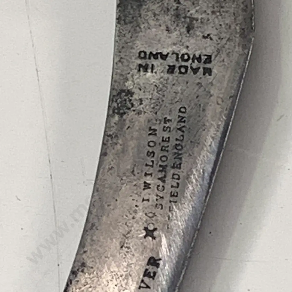 Curved Vintage Knife on leather belt with GreenRiver Sheffield England imprinted on blade. Comes with Picket Pin Image 1++