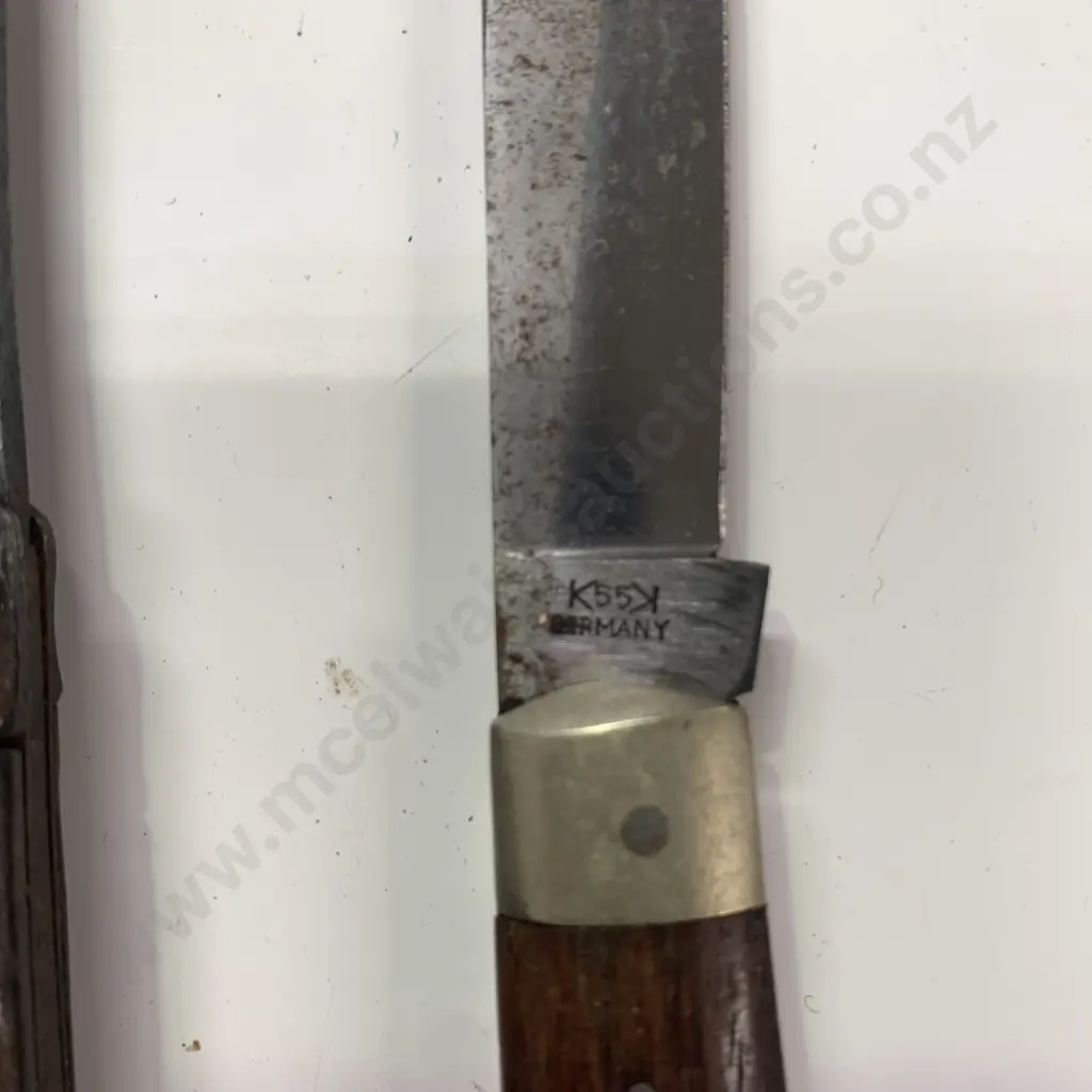 Vintage Solingen Wooden Handled Pocket Knife with one other Vintage Wooden Handle Pocket Knife L200mm Image 1++