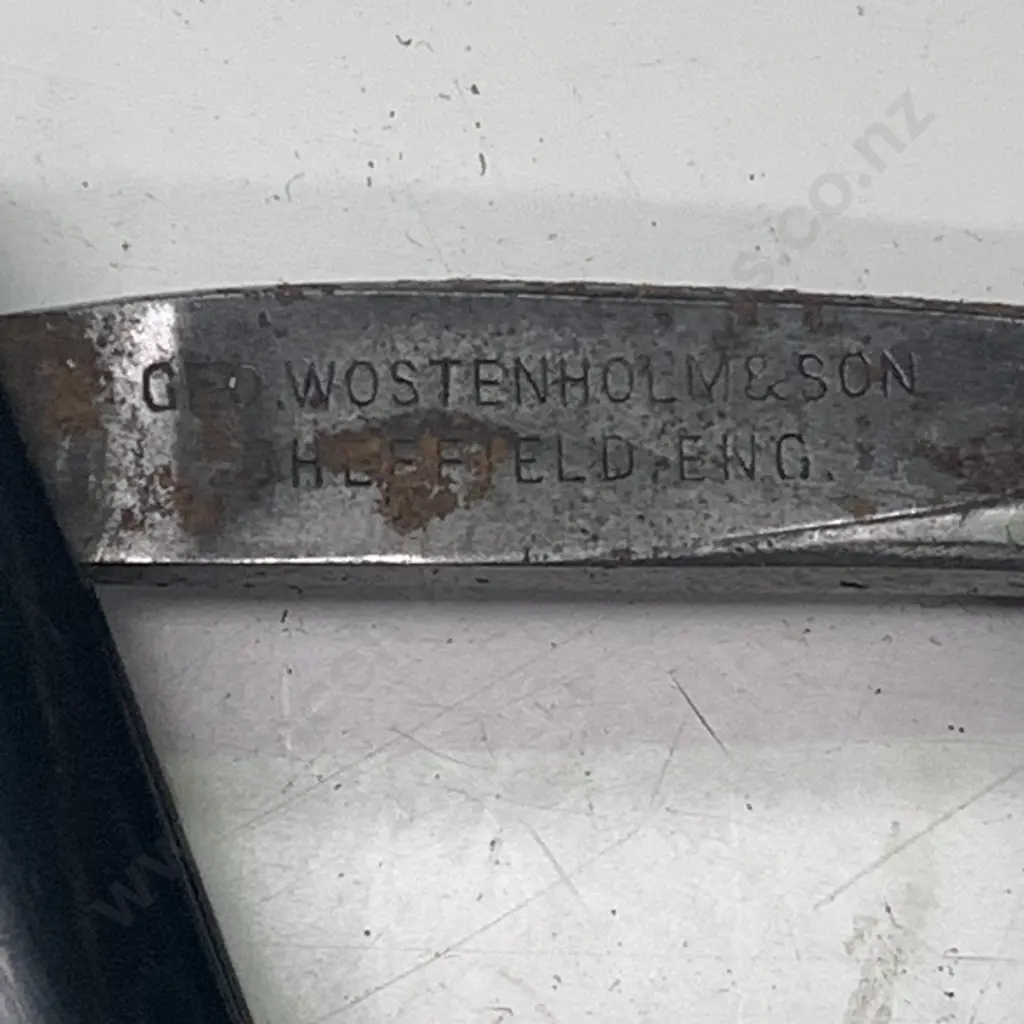 Vintage Black Bakelite Handled GFO Wostenholm and Sons Straight Razor  Image 1++