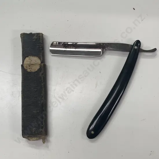 Vintage Black Bakelite Handled GFO Wostenholm and Sons Straight Razor 