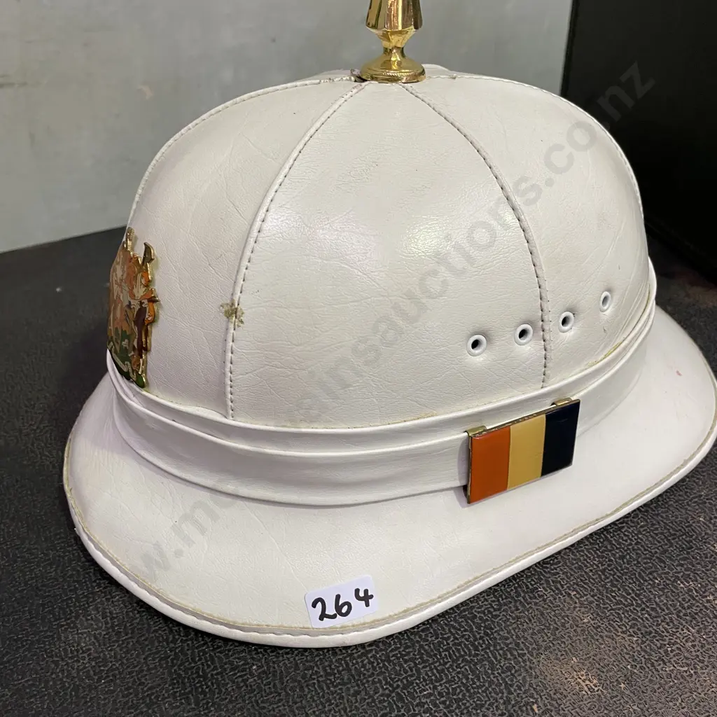 Rare 20th Century Pith Spike Helmet. State Presidents Guard with Case, gloves, lapels etc Image 1++
