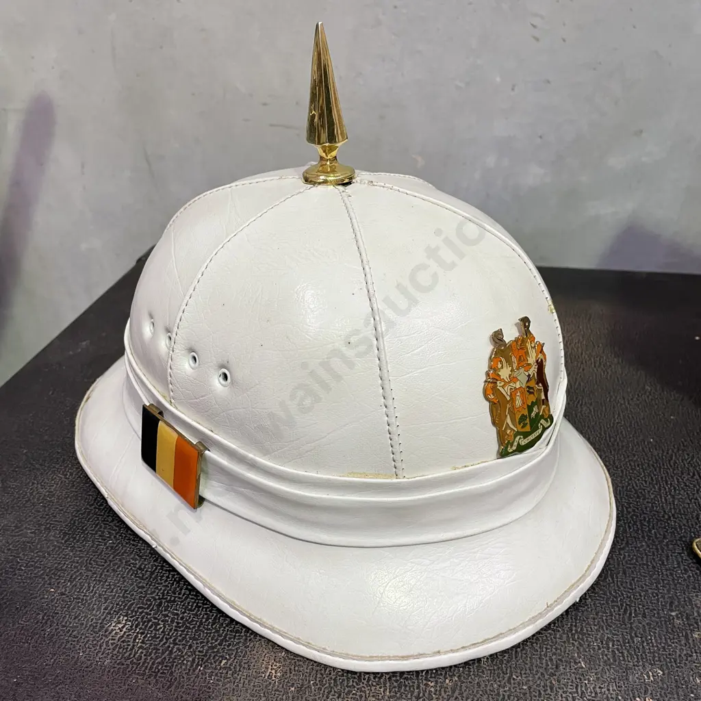 Rare 20th Century Pith Spike Helmet. State Presidents Guard with Case, gloves, lapels etc Image 1++