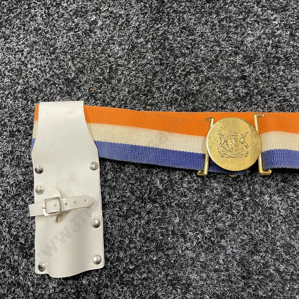 Vintage South African State Presidents Guard Belt with Buckle. Ex Unitate Vires, comes with leather knife pouch Image 1++