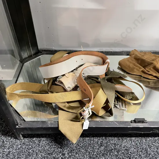 Assorted Vintage Military Belts, tie etc
