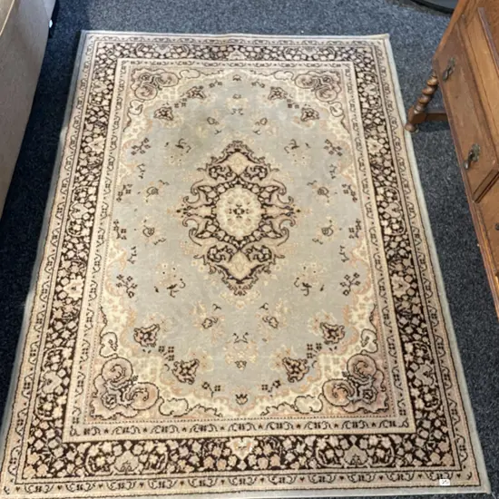 Medium Sized hand knotted floor rug - fawn and brown tones, 162 x 120cm