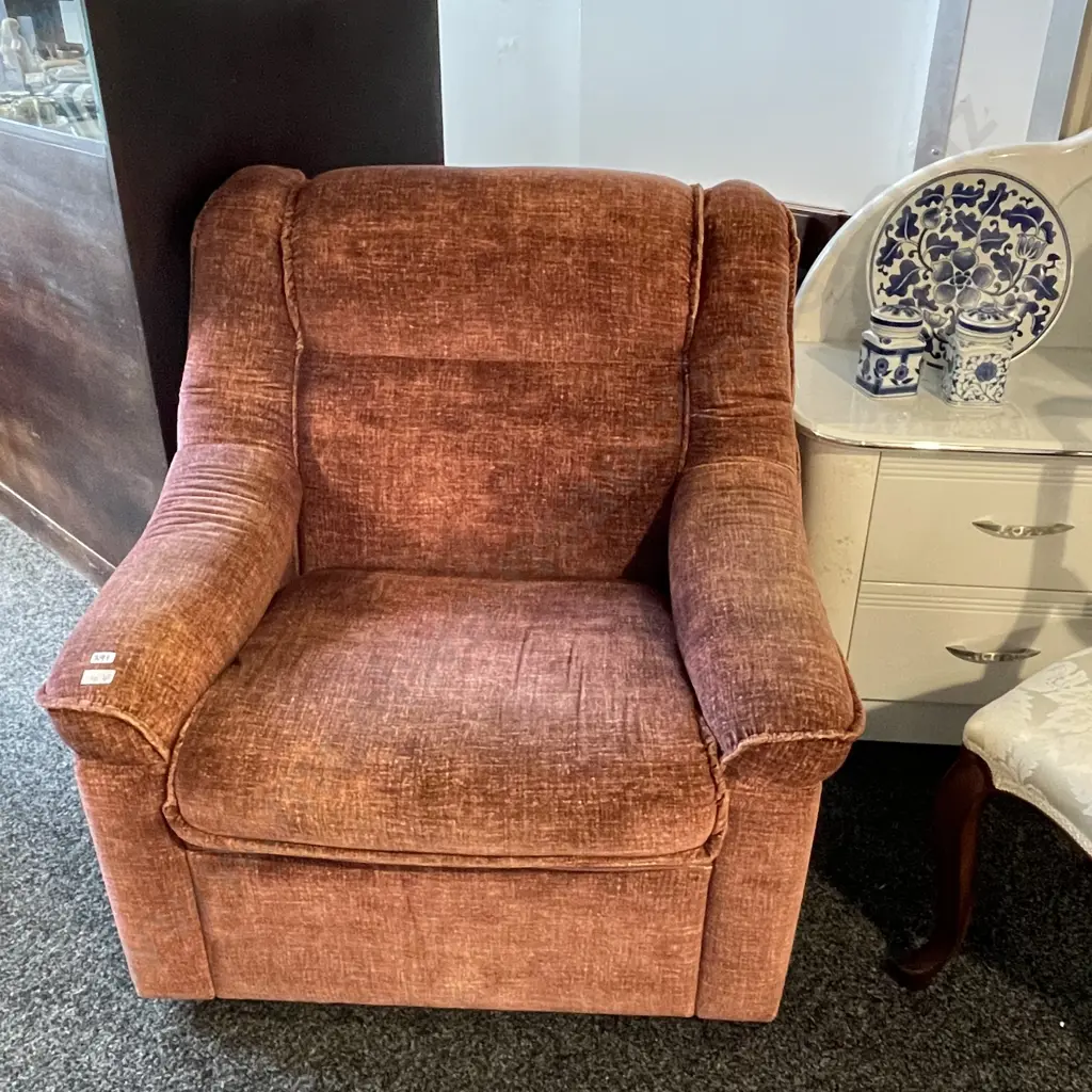 Lounge Chair. Brush burgundy/purple fabric Image 1++