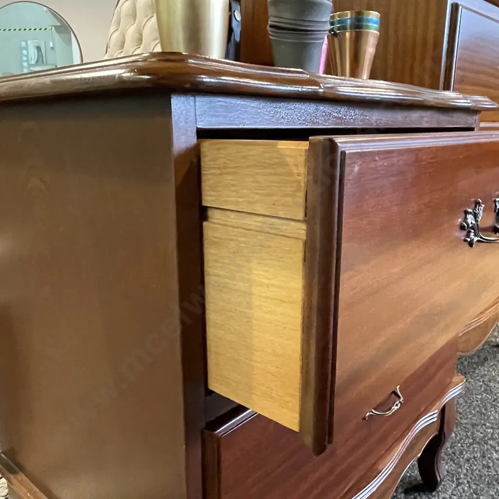 Vintage Mahogany 2 drawer bedside H59 W58 D36cm Image 1++
