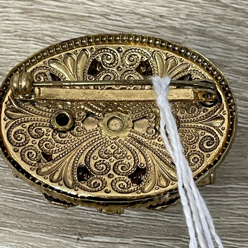 Vintage German Made Brooch with Gemstones Image 1++