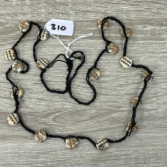 Vintage Necklace with Hand Painted Chinese Prayer Beads