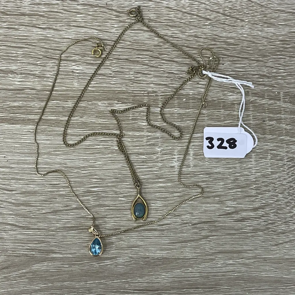 Blue Gemstone Pendant on 925 gold necklace with opal? pendant necklace Image 1++