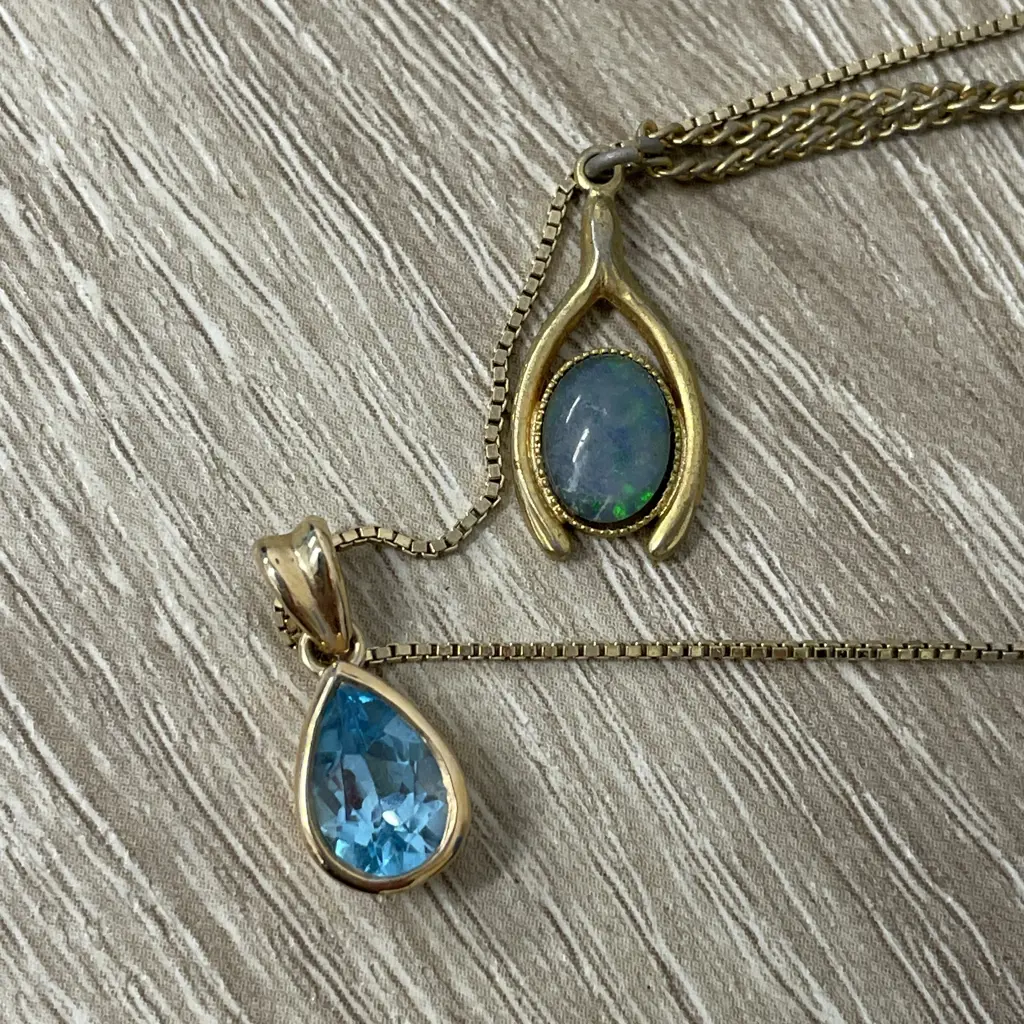Blue Gemstone Pendant on 925 gold necklace with opal? pendant necklace Image 1++
