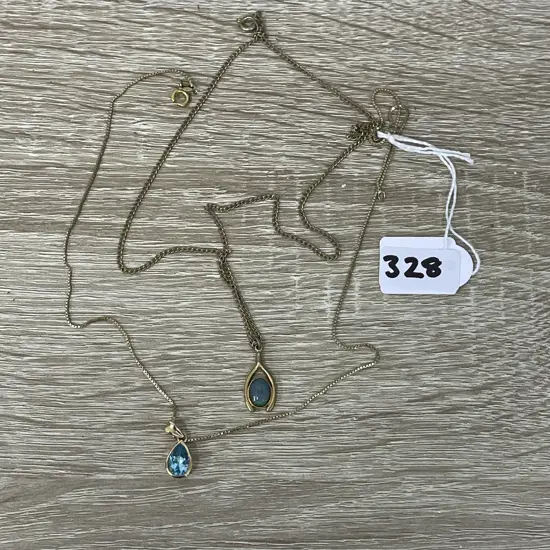 Blue Gemstone Pendant on 925 gold necklace with opal? pendant necklace