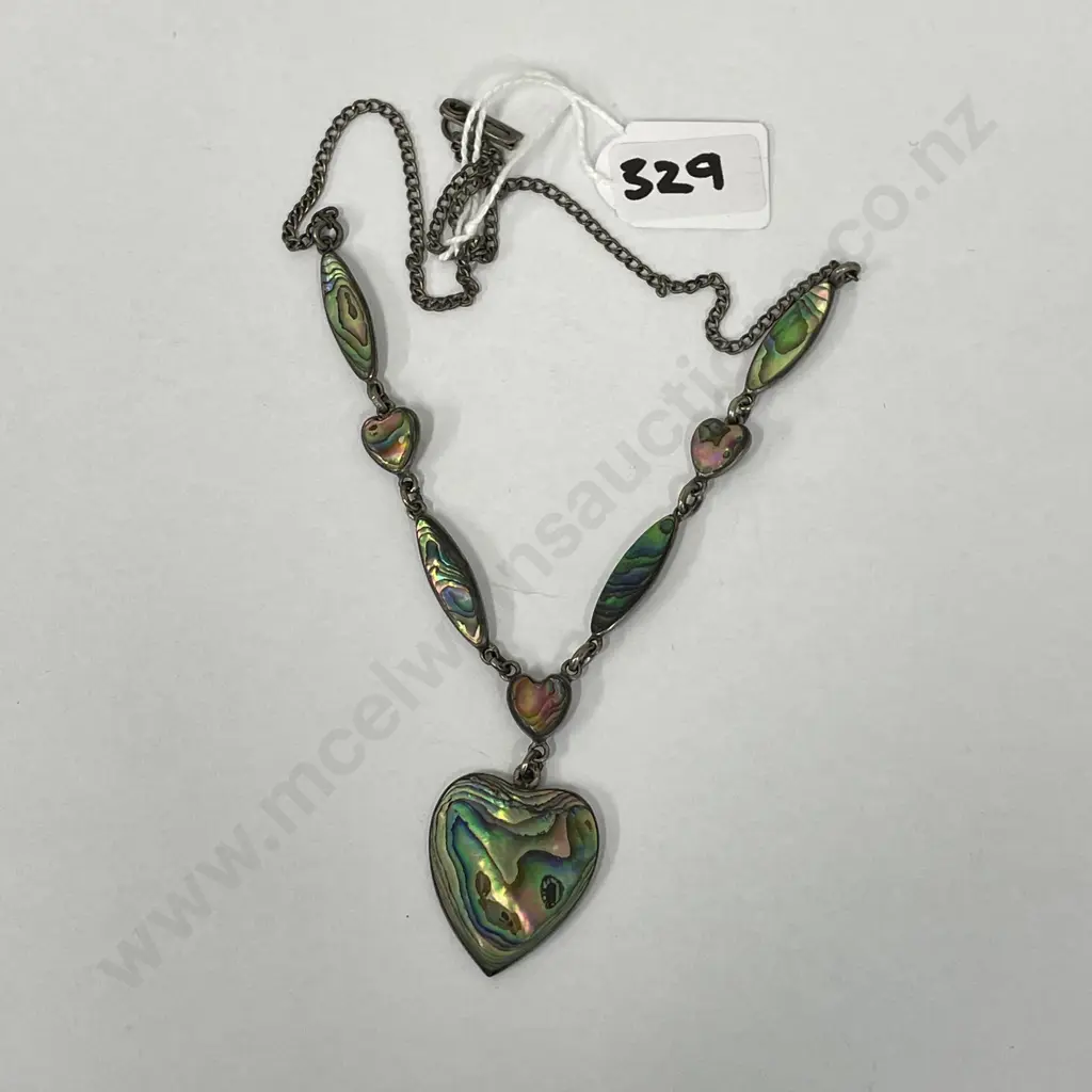 Hallmarked Silver and Paua Pendant necklace Image 1++