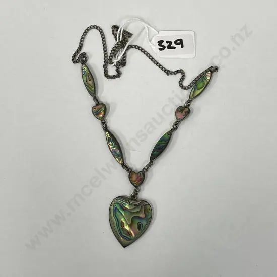 Hallmarked Silver and Paua Pendant necklace