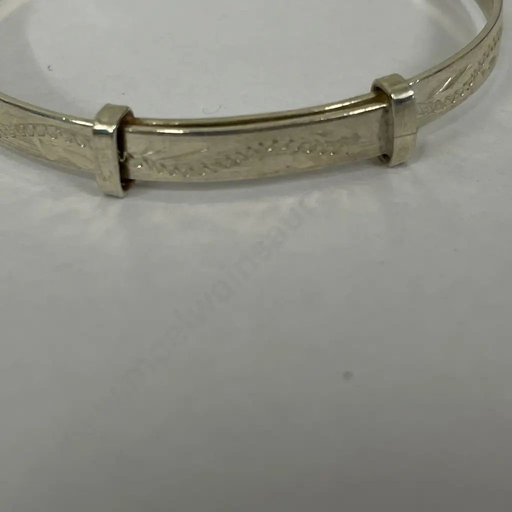 Sterling Silver Babies Bracelet. Etched. Image 1++