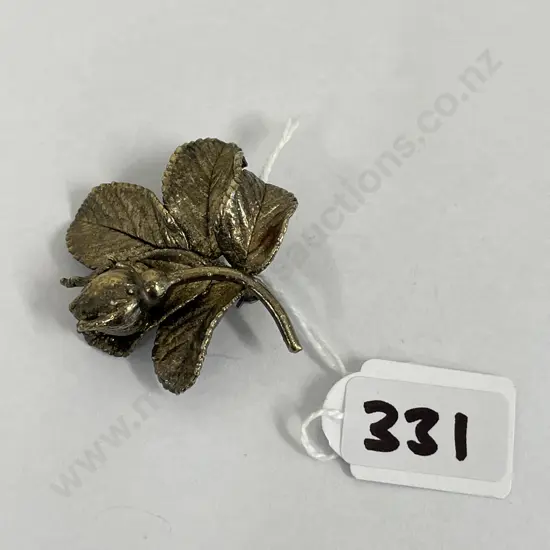 Vintage Flora Danica Sterling Silver and gilt rosebud Brooch