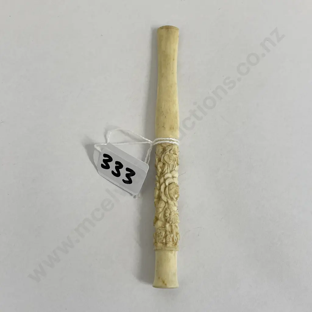 Antique Ivory Cigarette Holder. Intricately carved floral pattern Image 1++
