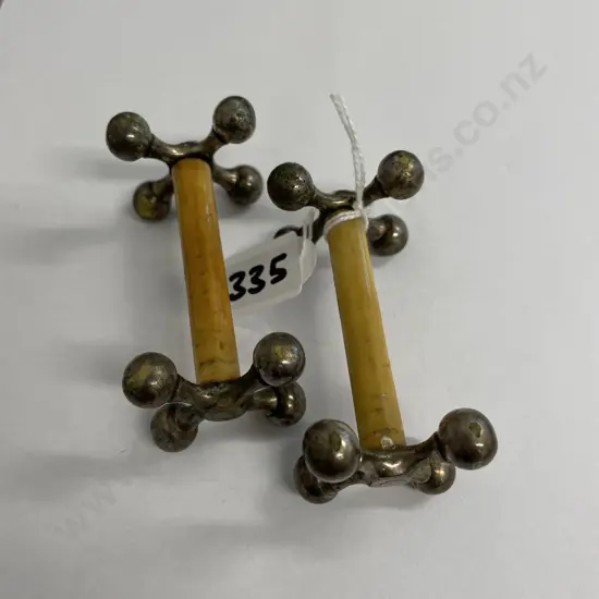 Pair of Antique Silver Plate and Bone Knife Rests