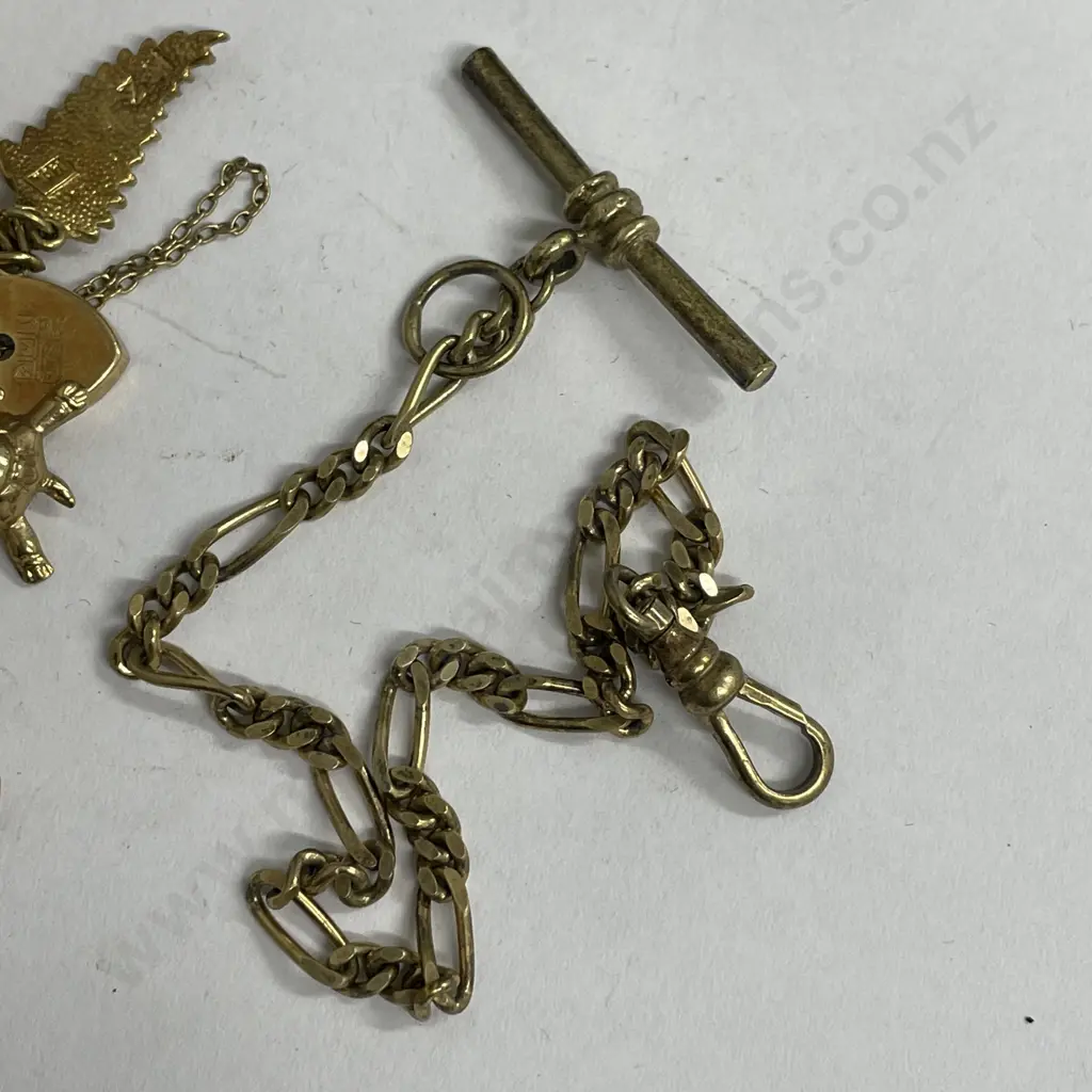 9ct gold heart lock bracelet with some hallmarked gold charms and hallmarked fob bracelet Image 1++