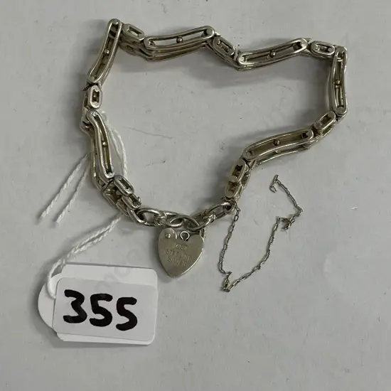 Sterling Silver Gate Bracelet with heart lock