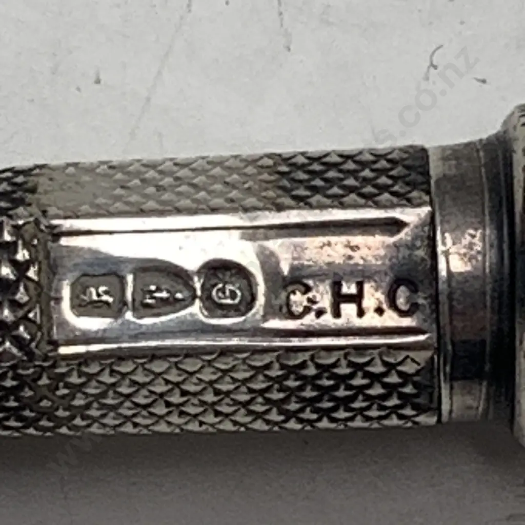 Hallmarked Antique Victorian Sterling Silver Propelling Pencil with Red Stone and Graphite. Image 1++