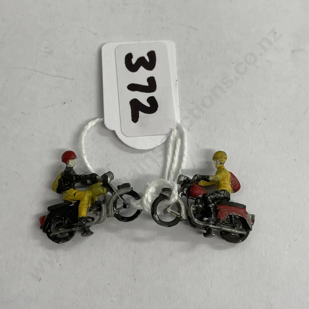 Pair of Miniature Diecast Motorcycles with Riders Image 1++