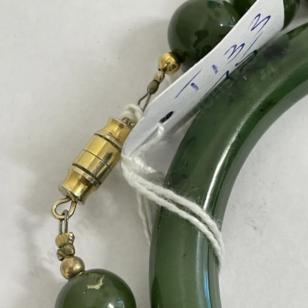 Vintage Jade Ball Necklace and other Bangle. L66cm Image 1++