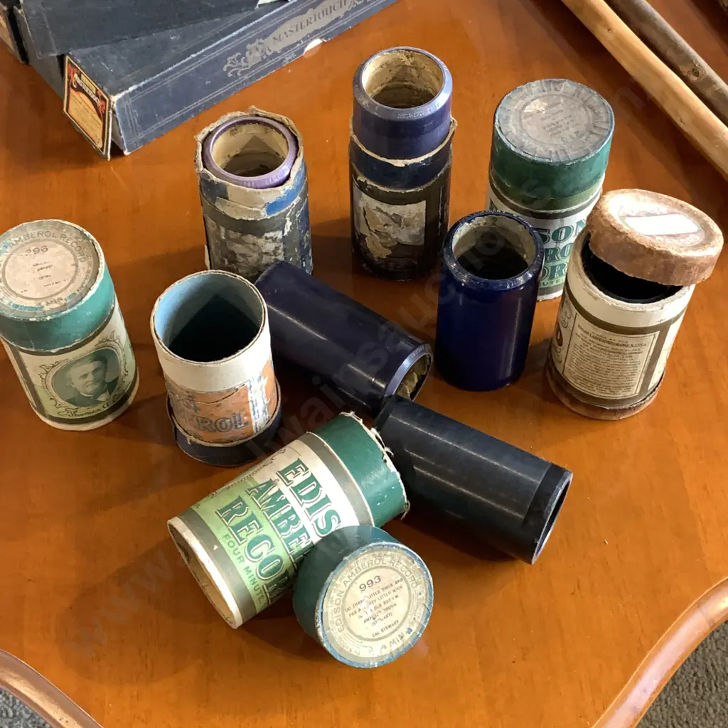 Rare Assortment of Edison Phonograph 4m Amberol Cylinders Image 1++