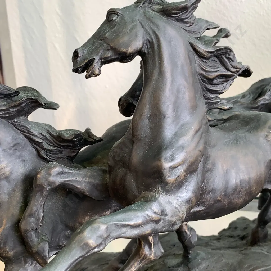 Stunning Veronese Bronze Sculpture of Running Horses. 1998. L45 H25cm Image 1++
