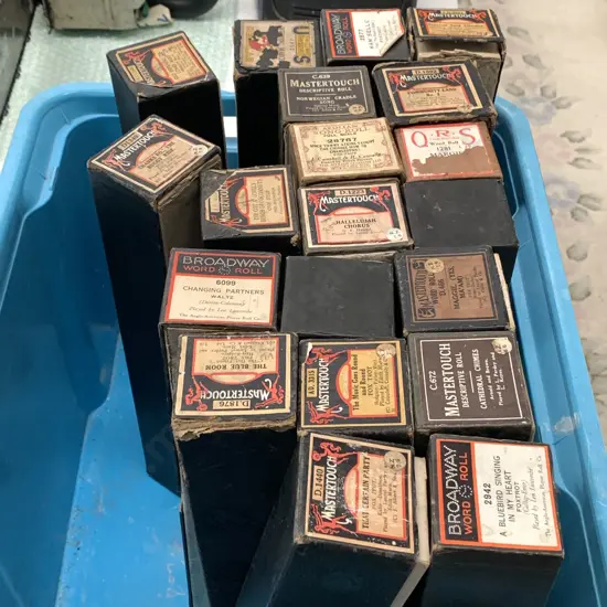 Large Assortment of Rare Antique Mastertouch Music Paniola Scrolls - Boxed