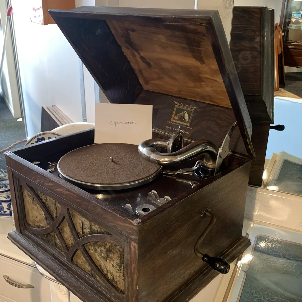 His Master's Voice Gramophone C1930's - working condition. Made by the Gramophone Company, Ltd Hayes, Middlesex Image 1++