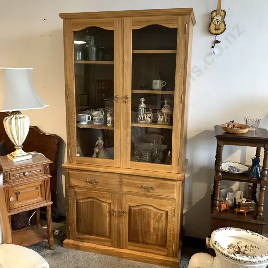 Stunning Two Piece Solid Wood Hutch/Display Cabinet. Beautiful grain and patina. H193 D49 W100cm