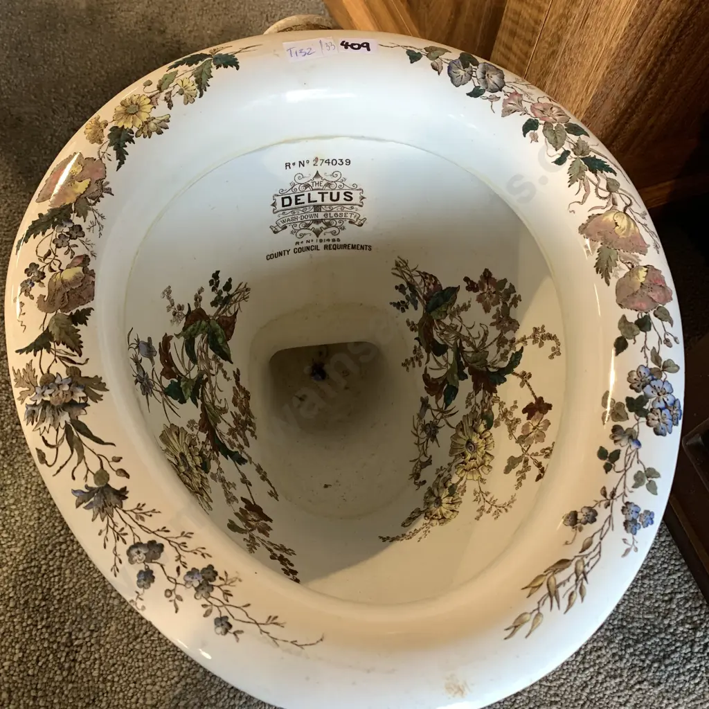 Antique Victorian Toilet. Hand painted Floral design. Marked as shown Image 1++