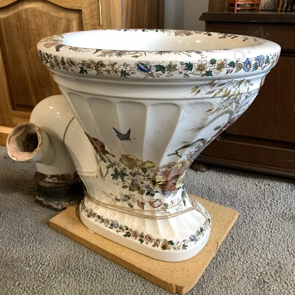 Antique Victorian Toilet. Hand painted Floral design. Marked as shown Image 1++
