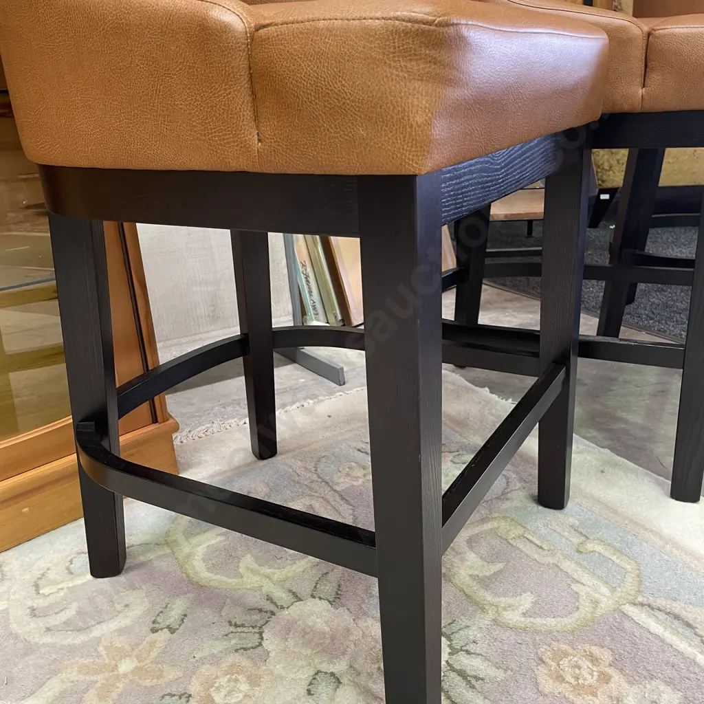 David Shaw Trio of BB Stools. Solid Wood Frame, Brisa Distressed Ex510 Fabric. Height to seat 65cm, Full Height 94cm Image 1++