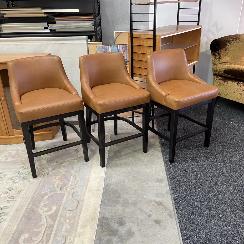 David Shaw Trio of BB Stools. Solid Wood Frame, Brisa Distressed Ex510 Fabric. Height to seat 65cm, Full Height 94cm Image 1++