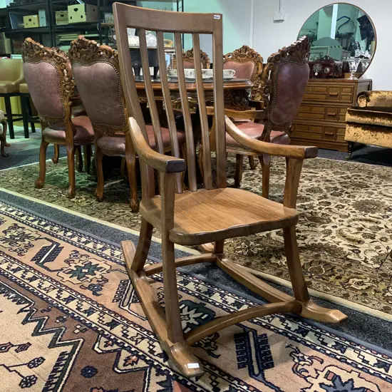 Stunning Solid Polished Wood Rocking Chair, H103 D95cm