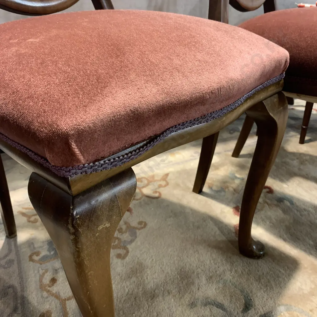 Pair Vintage Sheraton style chairs. Plush dark Pink fabric Image 1++