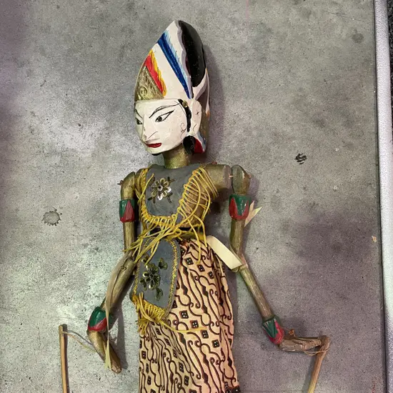 Javanese Rod Puppet. Handpainted, traditional dress